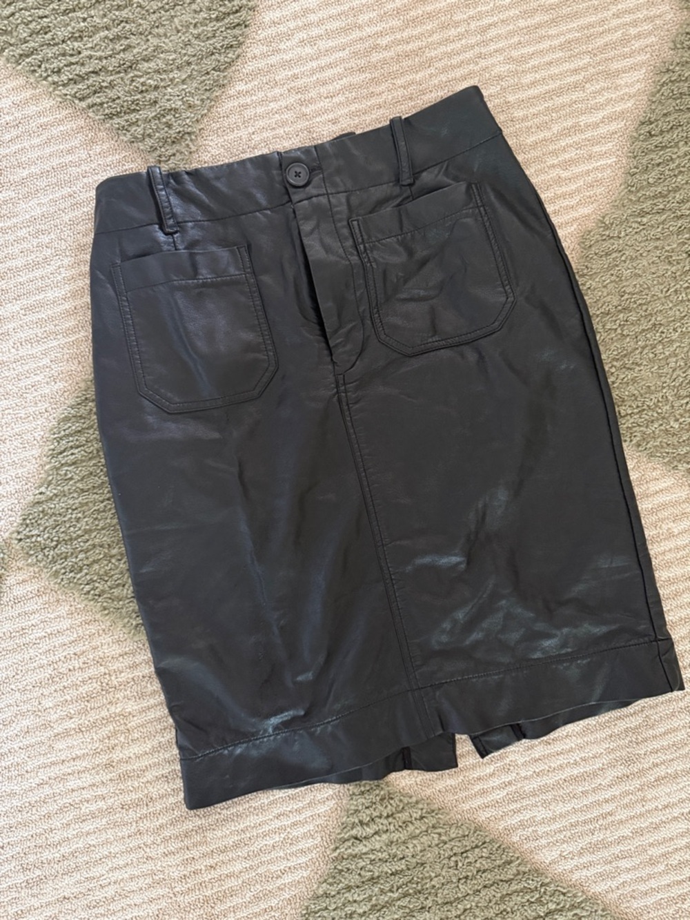 Maeve Black Faux Leather Pencil Skirt